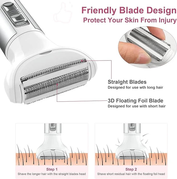 Electric Razor for Women,Hair Trimmer for Face Nose Eyebrow Beard Mustache Arm Leg Armpit Bikini,Painless Rechargeable Por...