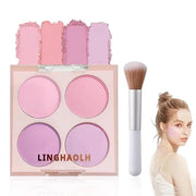 4 Colors Blush Palette for Cheeks - Face Matte Contour Makeup Palette, Buildable Shimmer Facial Cheek Blusher Shades, Blen...