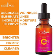 (2-PACK) Vitamin C Serum with Hyaluronic Acid for Face and Eyes - Natural Anti Aging Eye Serum - Facial Serum Fades Age Sp...