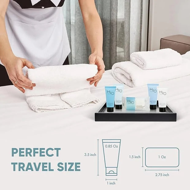H2O Therapy Hotel Soaps & Toiletries Bulk Set | 1-Shoppe Amenities Kit | 0.85oz Shampoo & Conditioner, Body Wash, Lotion, ...
