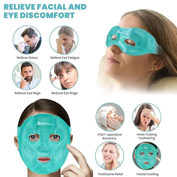 Ice Face Eye Mask for Dark Circles and Puffiness Cold Warm Compress, Gel Cold Cooling Face Mask Package for Women and Men,...
