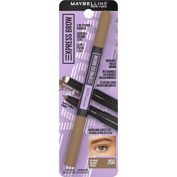 Maybelline Express Brow 2-In-1 Pencil and Powder Eyebrow Makeup, Blonde, 1 Count - Product Image