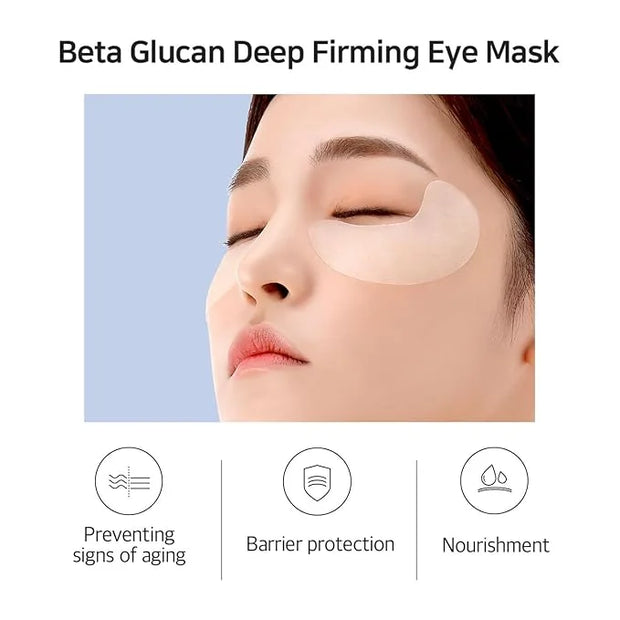 B-Glucan Deep Firming Eye Mask 60 Pieces (30pairs) - Mushroom Eye Patch, Soft Bamboo Sheet Mask, Skin Firming & Revitalizi...