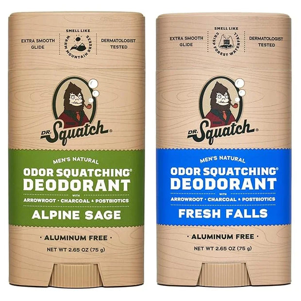 Dr. Squatch Natural Deodorant for Men - Odor-Squatching Aluminum Free - Alpine Sage & Fresh Falls (2.65 oz, 2-Pack) - Prod...