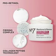 No7 Restore & Renew Multi Action Face & Neck SPF 30 Day Cream - Firming & Hydrating Face Moisturizer with Hyaluronic Acid ...