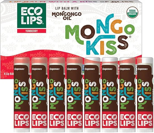 Mongo Kiss USDA Organic Lip Balm Set 8-pack (0.15 oz. each) with Mongongo Oil & Cocoa Butter to Moisturize Chapped Lips | ...
