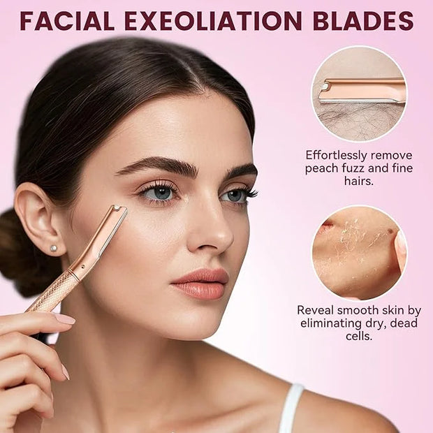 Eyebrow Razor-Face Razors for Women-Dermaplaning Tool for Face Exfoliation & Peach Fuzz with 12 Refill Blades-Facial Derma...