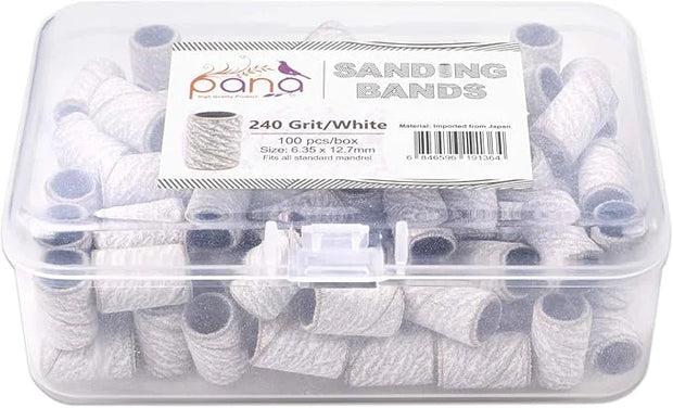 100 Pieces Large Nail Sanding Bands Professional Nail Manicure Great Fit for Nail Drill Bits for Acrylic Nails (240 Grit, ...