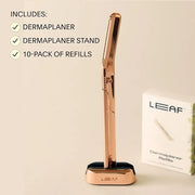 The Leaf Dermaplaner Kit, Fig - Plastic-Free Facial Razor and Exfoliating Tool Set; Includes 1x Dermaplaner, 1x Stand, 10x...