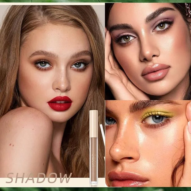 Liquid Eyeshadow Set Matte Brown Toned Eye Shadow Nude Eyeshadow Base Long Lasting(8 Color)#A - Product Image