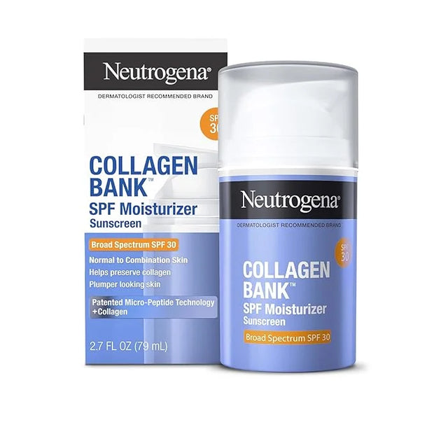 Neutrogena Collagen Bank Face Moisturizer with SPF 30 Sunscreen, Daily Anti-Aging Face & Neck Collagen Cream with Micro-Pe...