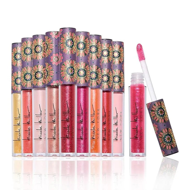 Nicole Miller Lip Gloss Collection Shimmery Glosses for Women and Girls Long Lasting Color Set with Rich Varied Colors, Pi...