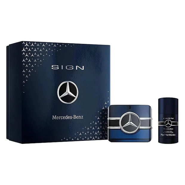 Mercedes-Benz Sign Fragrance Gift Set for Men - 2 Pc Set 3.4 Fl Oz Eau De Parfum Spray, 2.6 Oz Body Deodorant Stick - Luxu...