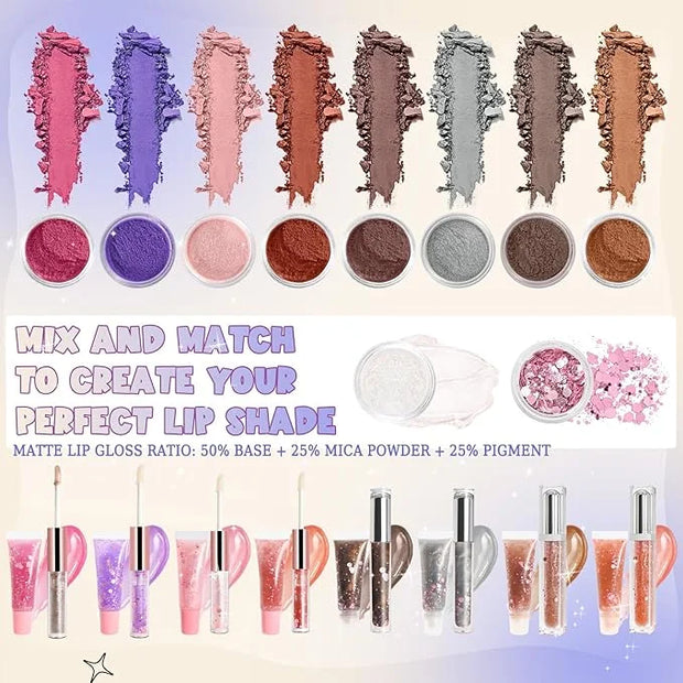 Lip Gloss Making Kit, Make Your Own Lip Gloss Kit, DIY Lip Gloss Making Supplies, Moisturizing Glitter Lip Kit Lipgloss Ma...