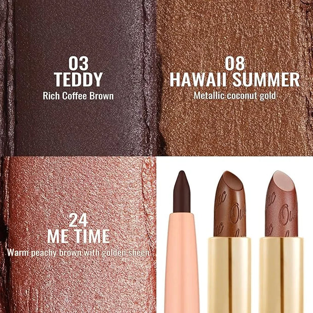 Oulac Lipstick & Lipliner Set 3PCS High Impact Lipcolor with Moisturizing Formula, Vegan Beauty, Full-Coverage Lip Color, ...