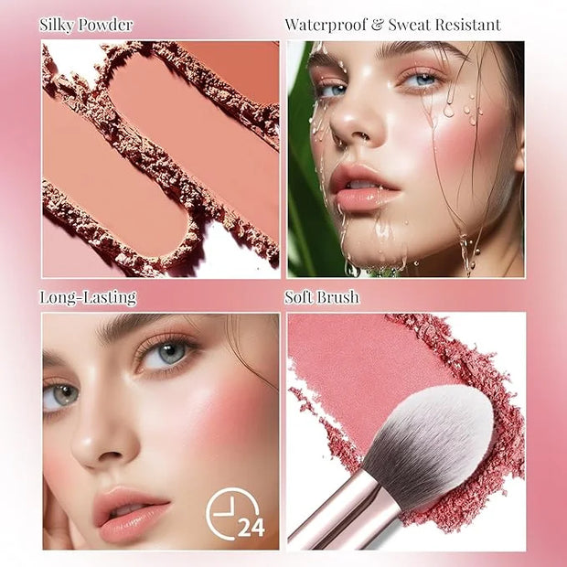 8 Colors Blush Palette, Smooth Blendable Powder Blush, Buildable Facial Cheek Blusher, Matte Blush Palette Makeup For Wome...