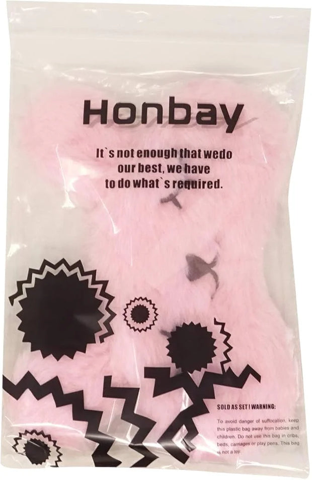 Honbay Plush Rabbit Sleeping Eye Mask Cute Cartoon Animal Eye Mask for Little Girls (Pink) - Product Image