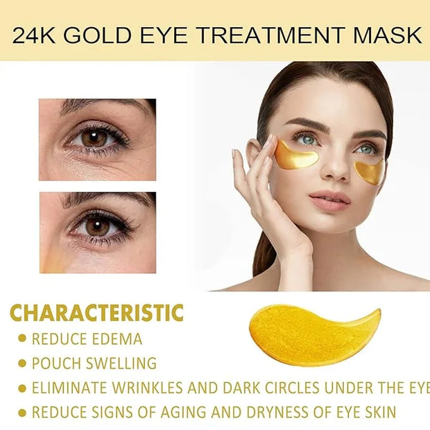 Q.Z.Art 60 Pcs 24K Gold Under Eye Patches, Anti-Aging Eye Mask Infused with Collagen and Hyaluronic Acid - Reduce Dark Cir...