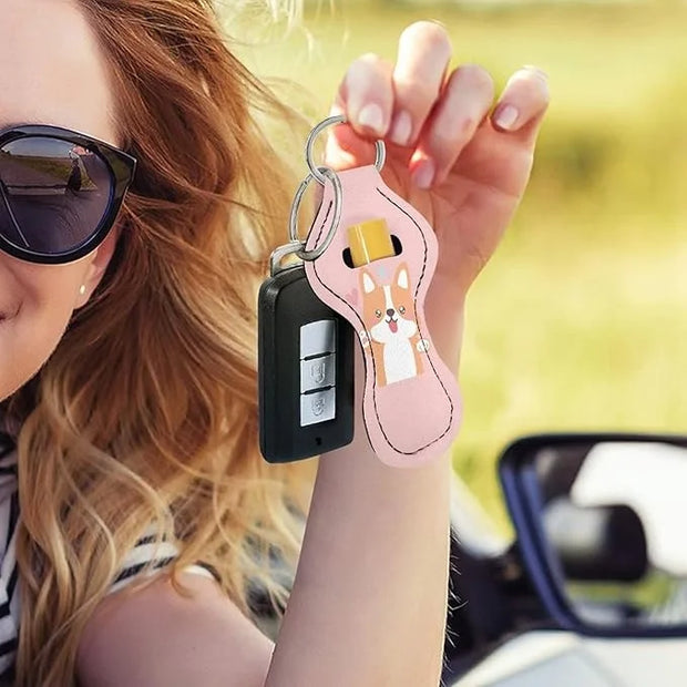 Chapstick Holder Keychain for Lipstick Lip Girls