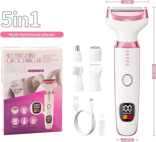 Electric Razors Shavers for Women, Bikini Trimmer 5 in 1 Electric Shaver Razor for Women Wet/Dry Face Razors for Face Nose...