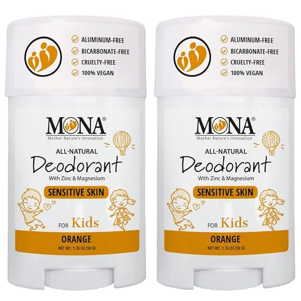 MONA 100% Natural Deodorant for Kids | Safe For Girls & Boys with Sensitive Skin | Baking Soda Free, Aluminum Free | Vegan...