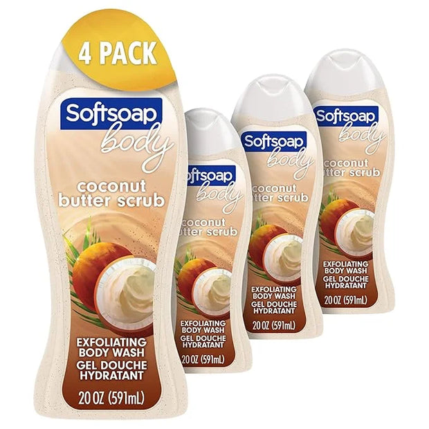 Softsoap Body Wash, Coconut Butter Scrub , Exfoliating Body Wash, 20 Ounce, 4 Pack - Product Image