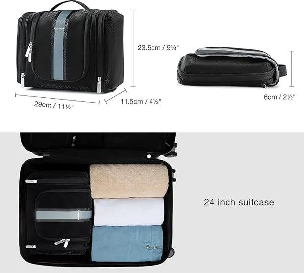 BAGSMART Toiletry Bag for Men, Travel Toiletry Organizer with hanging hook, Water-resistant Cosmetic Makeup Bag Travel Org...