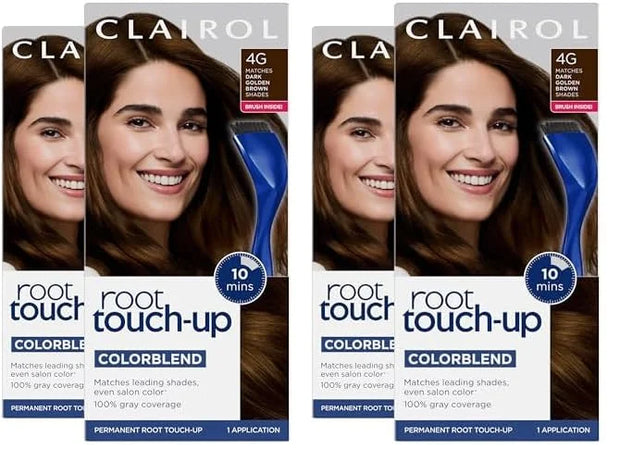 Clairol Root Touch-Up by Nice'n Easy Permanent Hair Dye, 4G Dark Golden Brown Hair Color, Pack of 4 - Product Image