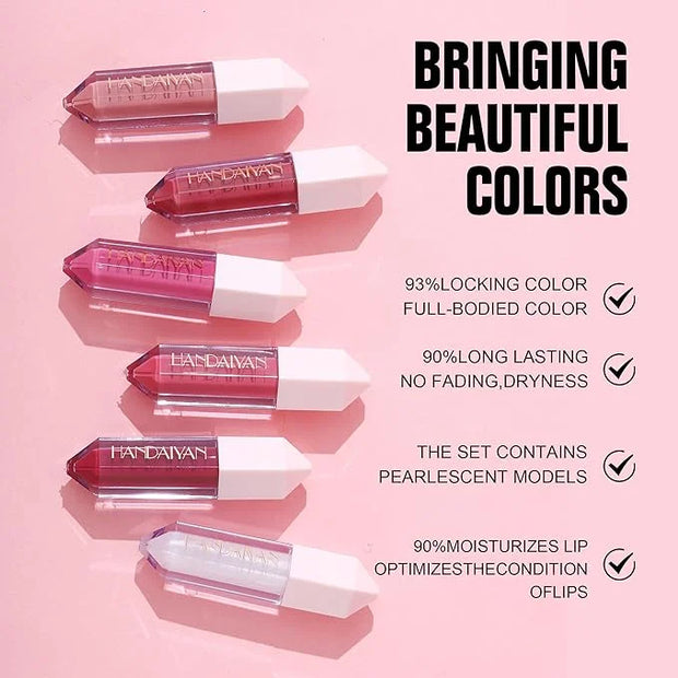 6PCS Diamond Lip Gloss Set, Matte & Pearlescent Finish, Long-Lasting Hydrating Lipstick, Non-Sticky, High-Pigment Formula ...