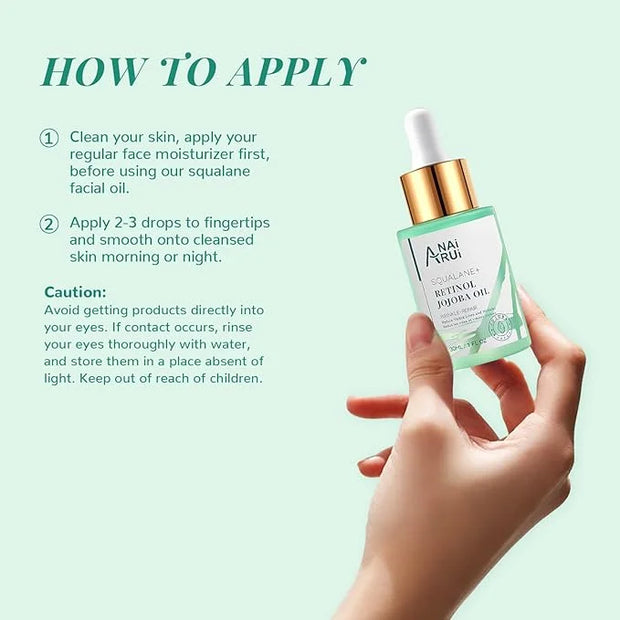 Squalane Retinol Jojoba Oil Moisturizer for Face Hydrate, Nourish, Moisturize Fine Lines and Wrinkles, Wrinkle-Repair Faci...