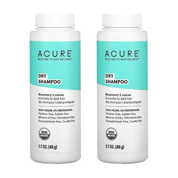 Acure Dry Shampoo - Brunette to Dark Hair - Powder Hair Care for Brunette - Refresh Treated Color Tinted Hair & Extend Cle...