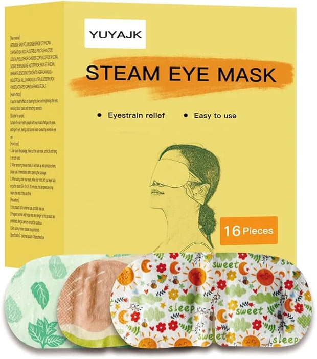 16 Packs Steam Eye Mask Herbal Hot Compress Eye Mask Self Heating Disposable Eye Masks Spa Office Travel Essentials & Rela...