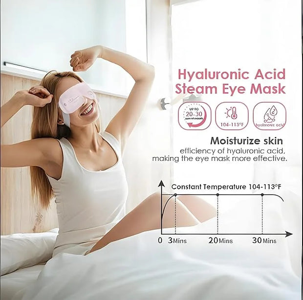 Disposable Hyaluronic Acid Eye Masks for Sleep & Relaxation, Heated Steam Eye Masks for Spa & Travel,Relieving Dry Eyes, D...