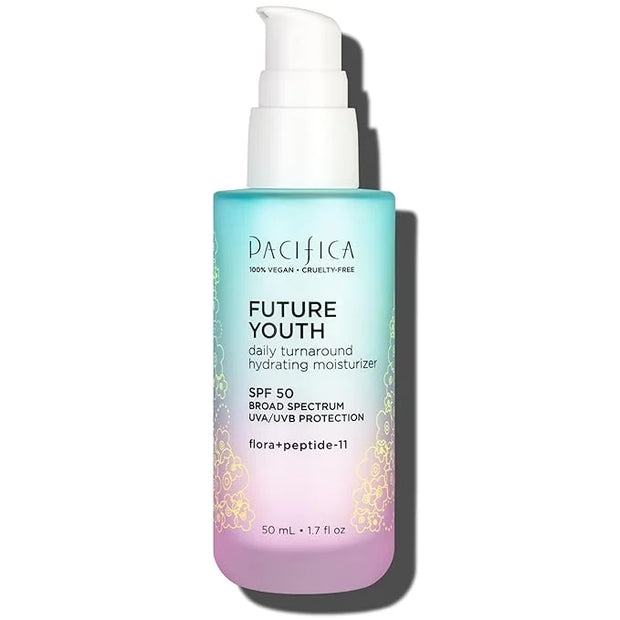 Pacifica Peptide Face Moisturizer Future Youth Daily Turnaround Hydrating, SPF 50 Broad Spectrum, UVA/UVB Sun Protection, ...