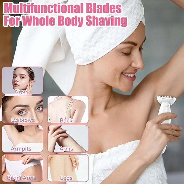 5 in 1 Bikini Trimmer for Women, Electric Razors for Women Shaver Cordless Body Pubic Hair Trimmer Waterproof Facial Hair ...