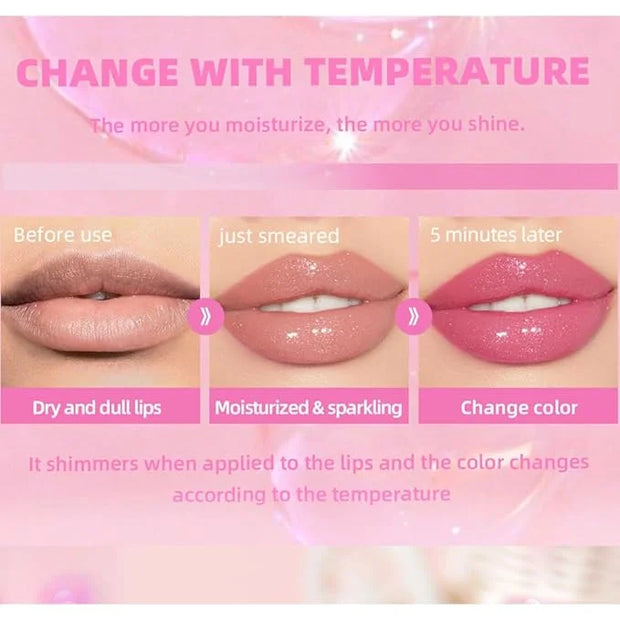 Hydrating Lip Gloss Transparent Lip Care,Magic Color Changing Moisturizing Lip Glow Oil Plumping Glimmer Glow Lipstick, Lo...