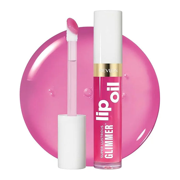 Revlon Super Lustrous Glimmer Lip Oil, Moisturizing & Tinted, Shiny Finish, Made with Plant-Based Squalane, 004 Gone Rose,...