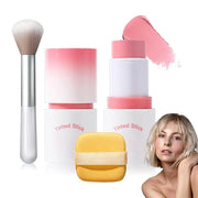 Cream Blush Stick with Brush and Makeup Sponge,Waterproof Multi Cream Makeup Stick,Lightweight,Long-lasting,2 in 1 Multi B...