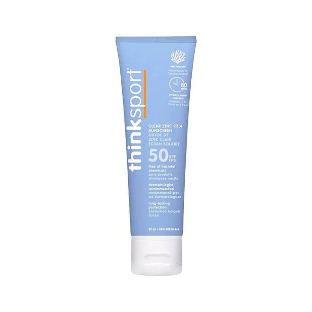 Thinksport Mineral Sunscreen, SPF 50 Clear Zinc Oxide Sunscreen, 3 Fl Oz, Natural, Water Resistant, Reef Safe, Broad Spect...