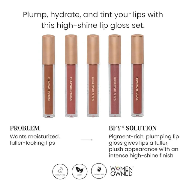 BFY Cosmetics 5-Pack Plumping Lip Gloss - Nude - Product Image