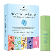 PLANTIFIQUE Superfood Under Eye Patches Dark Circle 12 Pairs and Jojoba Oil & Hyaluronic Acid Face Serum for Gua Sha Massa...