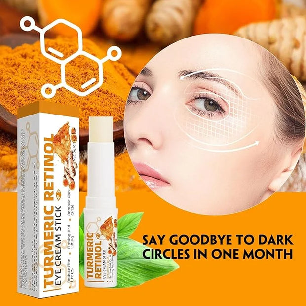 2 PCS Turmeric Retinol Eye Cream Stick, Lumibalm for Under Eye Bags,Eye Balm Stick Hydrating,Turmeric Eye Cream For Puffin...