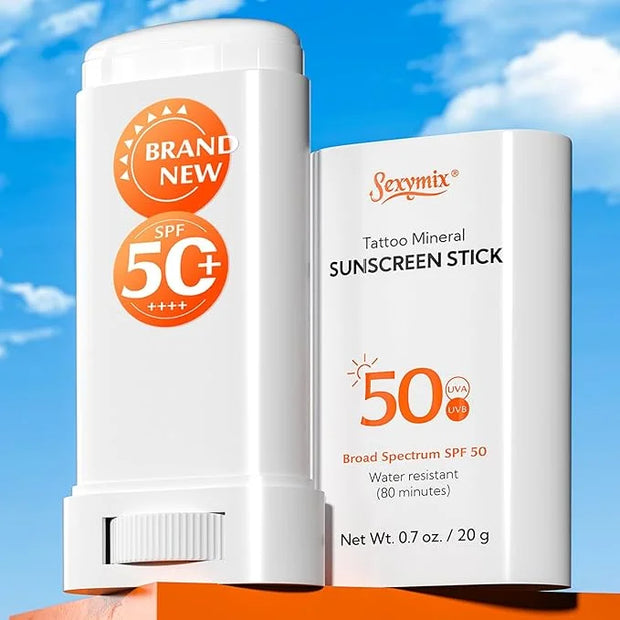 Sexymix Tattoo Sunscreen Stick, SPF 50 Waterproof Sunscreen Stick Broad Spectrum UVA/UVB Protection 0.7 oz with Zinc Oxide...