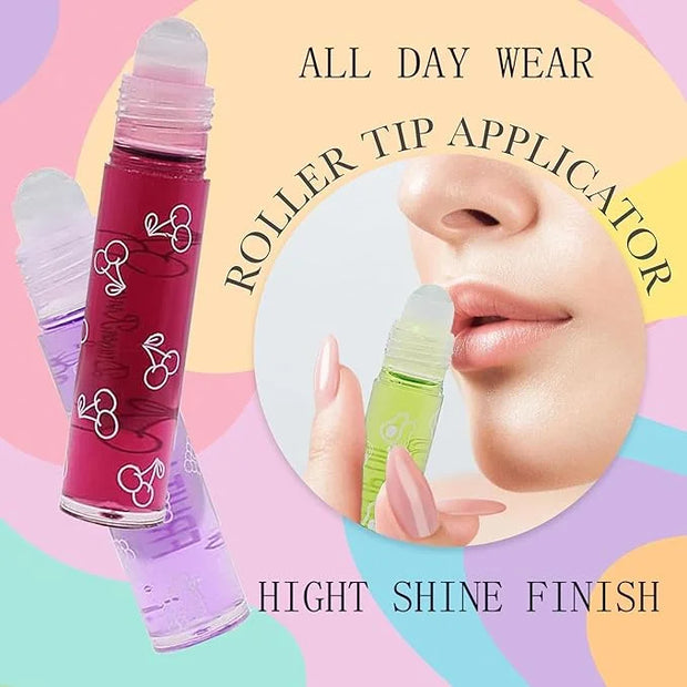 Hydrating Roll On Lip Oil, 6 Pcs Lip Glow Oil Plumpimg Lip Balm Long Lasting Non Sticky Lip Gloss Transparent Colorless Mo...