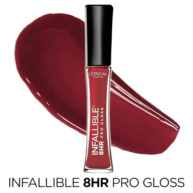 L'Oreal Paris L’Oreal Paris Makeup Infallible 8 Hour Lip Gloss, Comfortable & Hydrating Formula, Rebel Red, 0.5 fl.oz. - P...