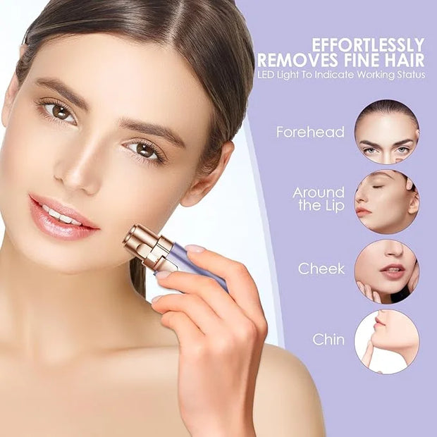 Eyebrow Facial Trimmer: 2 in1 Rechargeable Facial Hair Removal and Eyebrow Shaver - Face Lips Body Painless Facial Razor w...