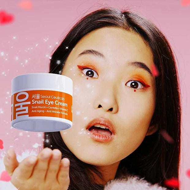 SeoulCeuticals Korean Snail Mucin Eye Cream - 97.5% Snail Filtrate K Beauty Anti Aging Under Eye Anti Wrinkle Eye Treatmen...