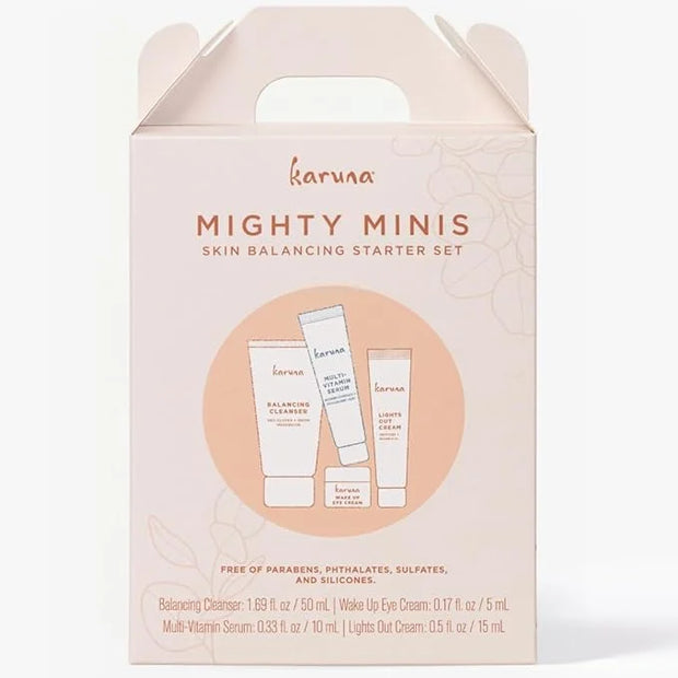 Karuna Mighty Minis, Skin Balancing Starter Set | Includes: Balancing Cleanser 1.69oz/50ml, Wake Up Eye Cream 0.17oz/5ml, ...