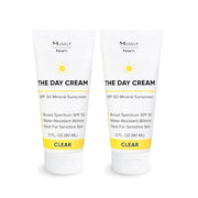 Musely Day Cream Mineral SPF 50, Clinical Grade Sunscreen, Broad-Spectrum, Water Resistant, 3 Fl Oz, Clear Color, 2x Bundle