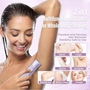 2 in 1 Women Electric Shaver Dual Head Bikini Trimmer for Women IPX7 Waterproof Wet & Dry Use Body Hair Trimmer and Facial...